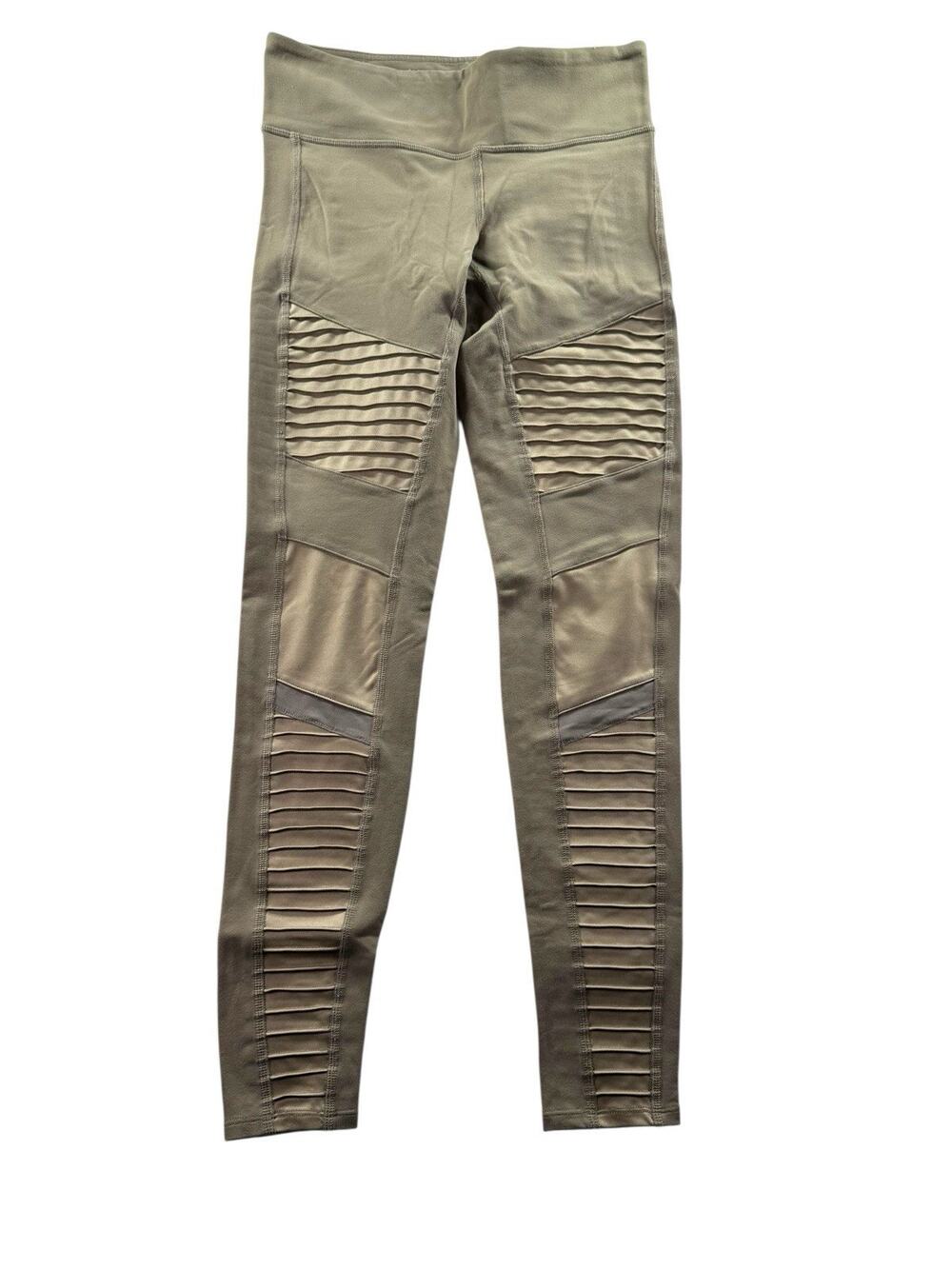 ALO Yoga Olive Green Ribbed Moto Leggings